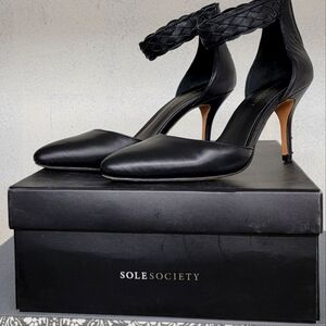 Sole Society Size 6 Black 3" Heels with Ankle Strap